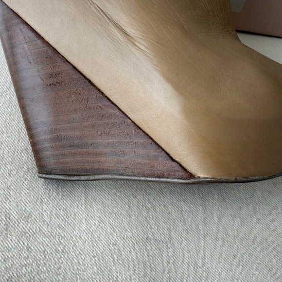 Free People Pura Lopez Light Tan Leather Wedge Booties Super comfortable Sexy ❤️ - Picture 16 of 16